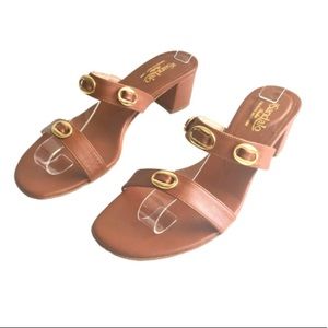 il Sandalo Italy 2 Strap Goldtone Accents Sandals